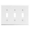 Hubbell Wiring Device-Kellems Wallplate, Mid-Size 3-Gang, 3) Toggle, White PJ3W
